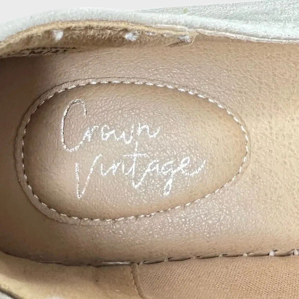 Crown Vintage Espadrille Shoes 9.5 M Flats Cadenne Gold Metallic Jute Slip On